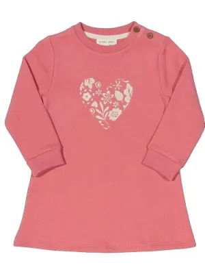 KITE Organic - Love Leaf Dress - Girls Rose Pink Embroidery Dress - 0 to 18 months