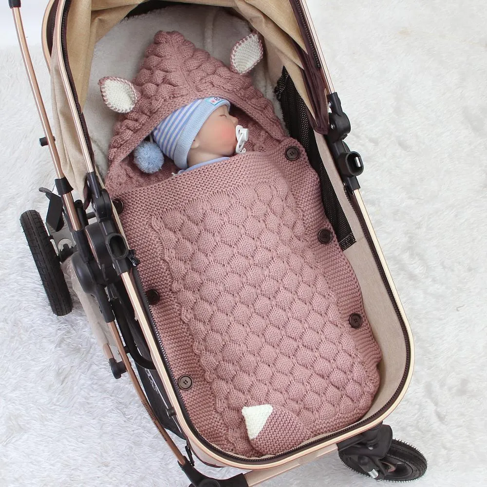 Knitted Fox Baby Pram Blanket