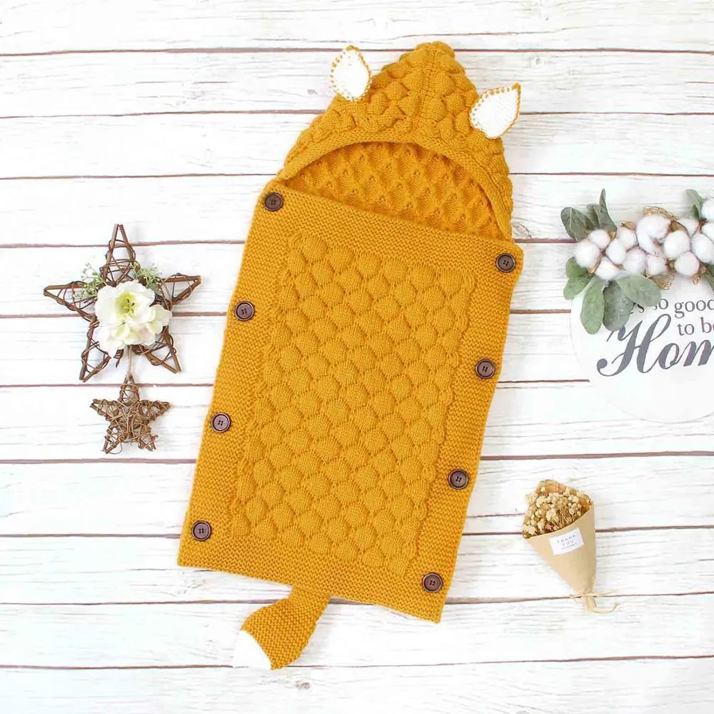 Knitted Fox Baby Pram Blanket