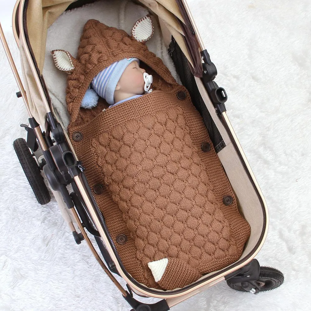 Knitted Fox Baby Pram Blanket