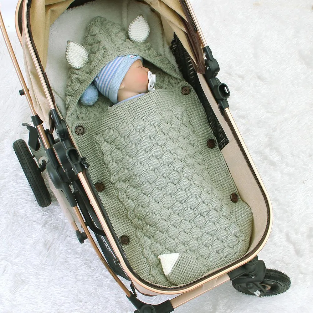 Knitted Fox Baby Pram Blanket