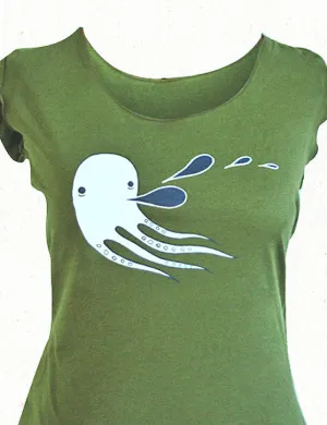 Ladies Octopus T-shirt (Olive Green)