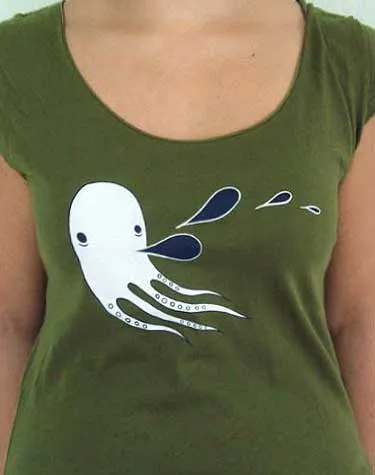 Ladies Octopus T-shirt (Olive Green)