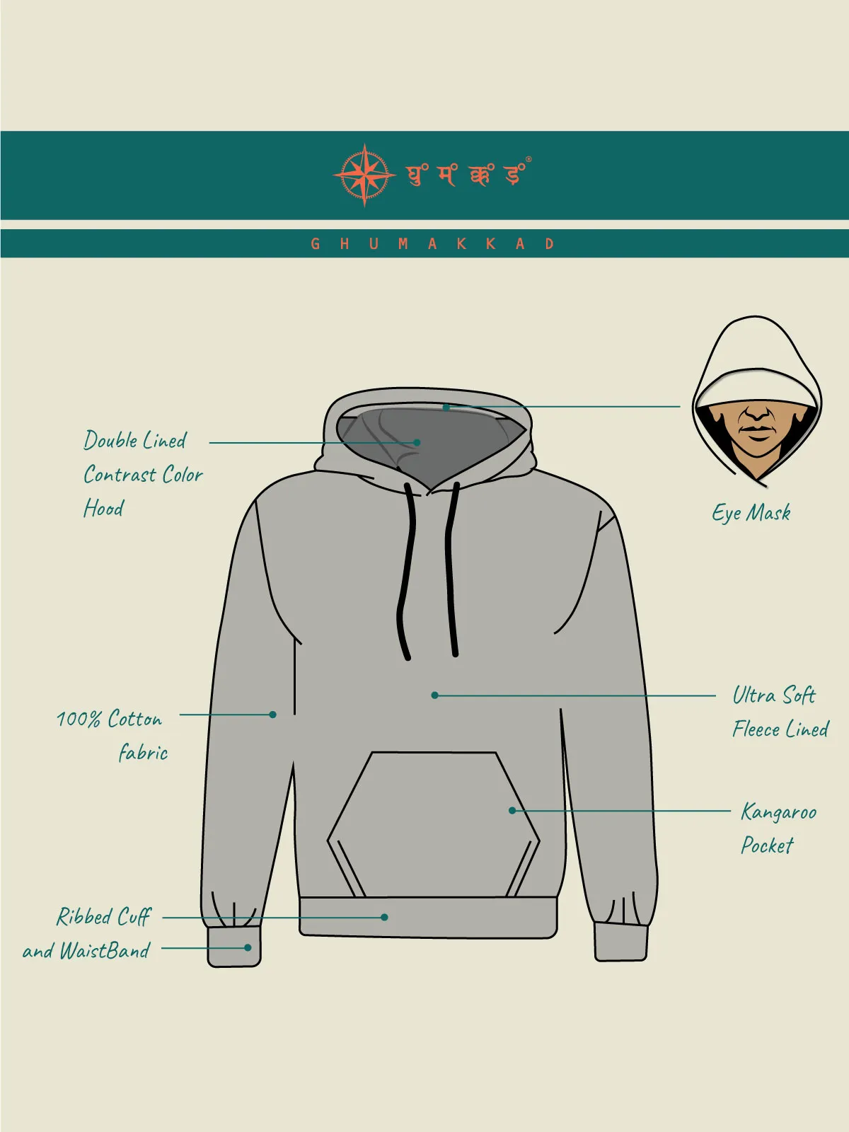 Lavender Plain Cotton Hoodie for Men & Women