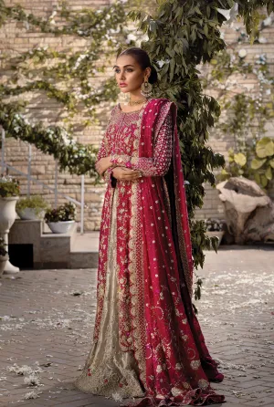 Long Open Shirt with Tissue Lehnga in Red Color #Y6088