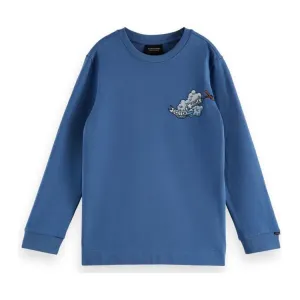Long-Sleeved Cotton Artwork T-Shirt - Aviator Blue