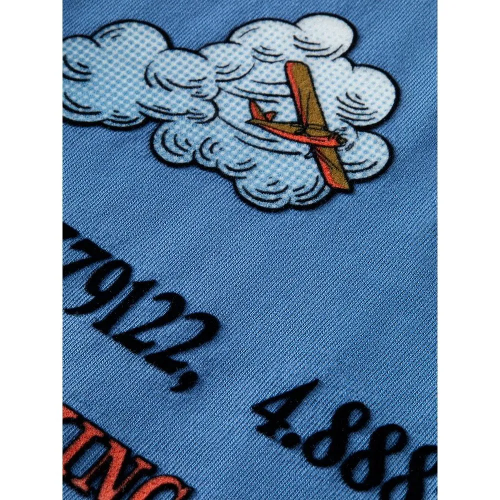 Long-Sleeved Cotton Artwork T-Shirt - Aviator Blue