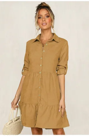 Lossky Shirt Dress Long Sleeve Women Autumn Office Work Dress Chic Button White Black Ladies Slim Midi Dresses 2020 Clothes