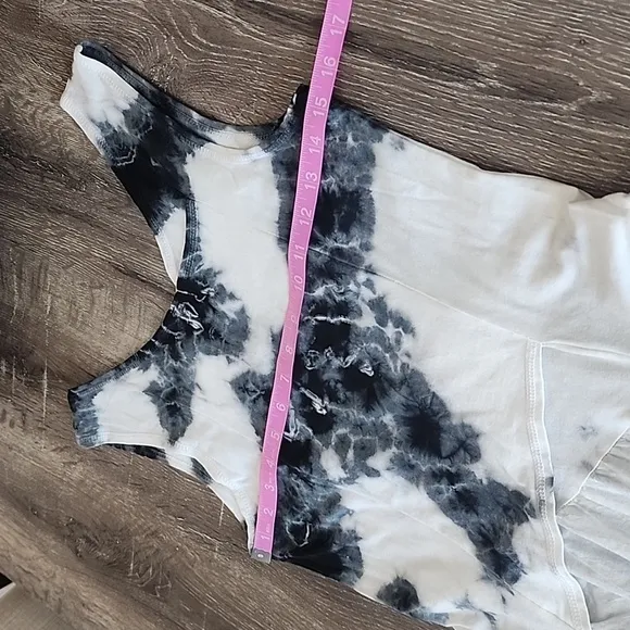 Luna Luz Cross Over Botanical Bodice Tie Dye A-Line Midi Dress Small