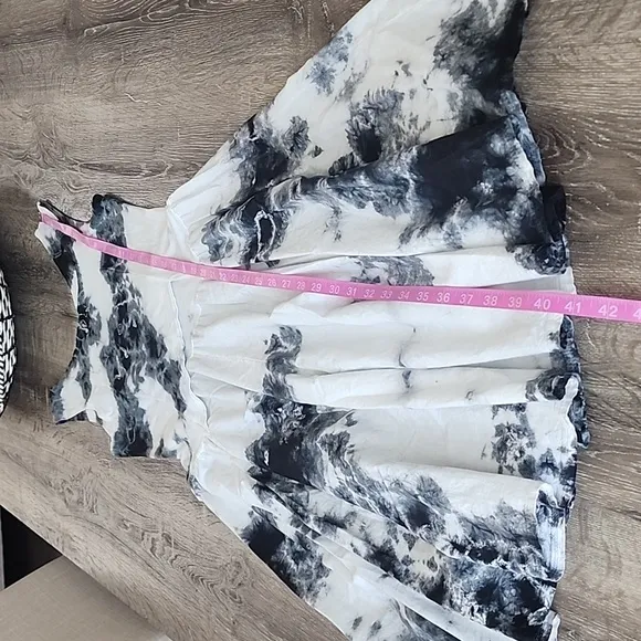 Luna Luz Cross Over Botanical Bodice Tie Dye A-Line Midi Dress Small