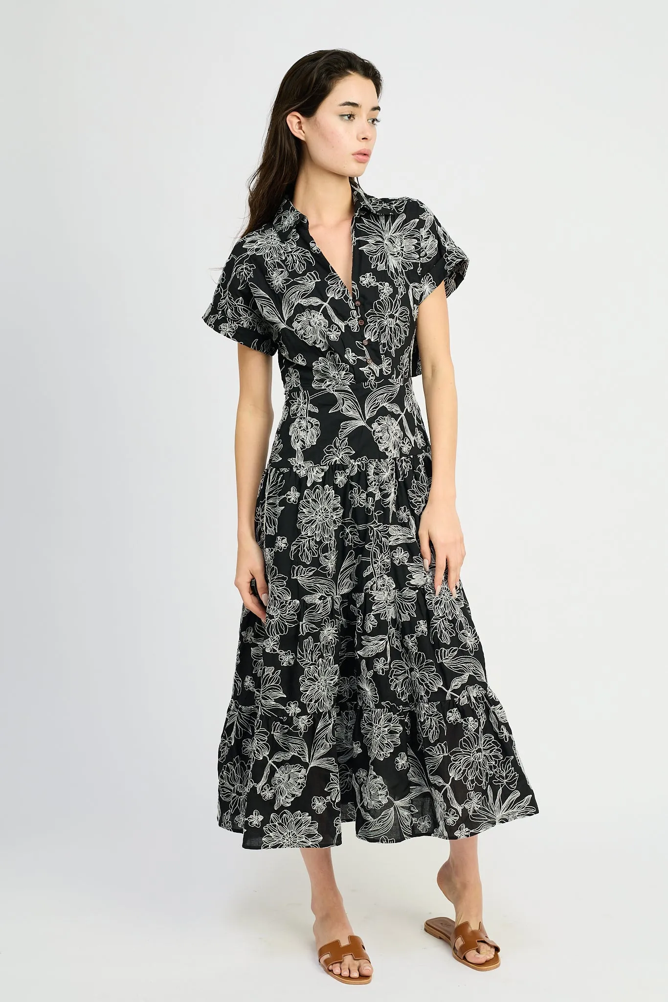 Magdalen Embroidered Maxi Shirt Dress