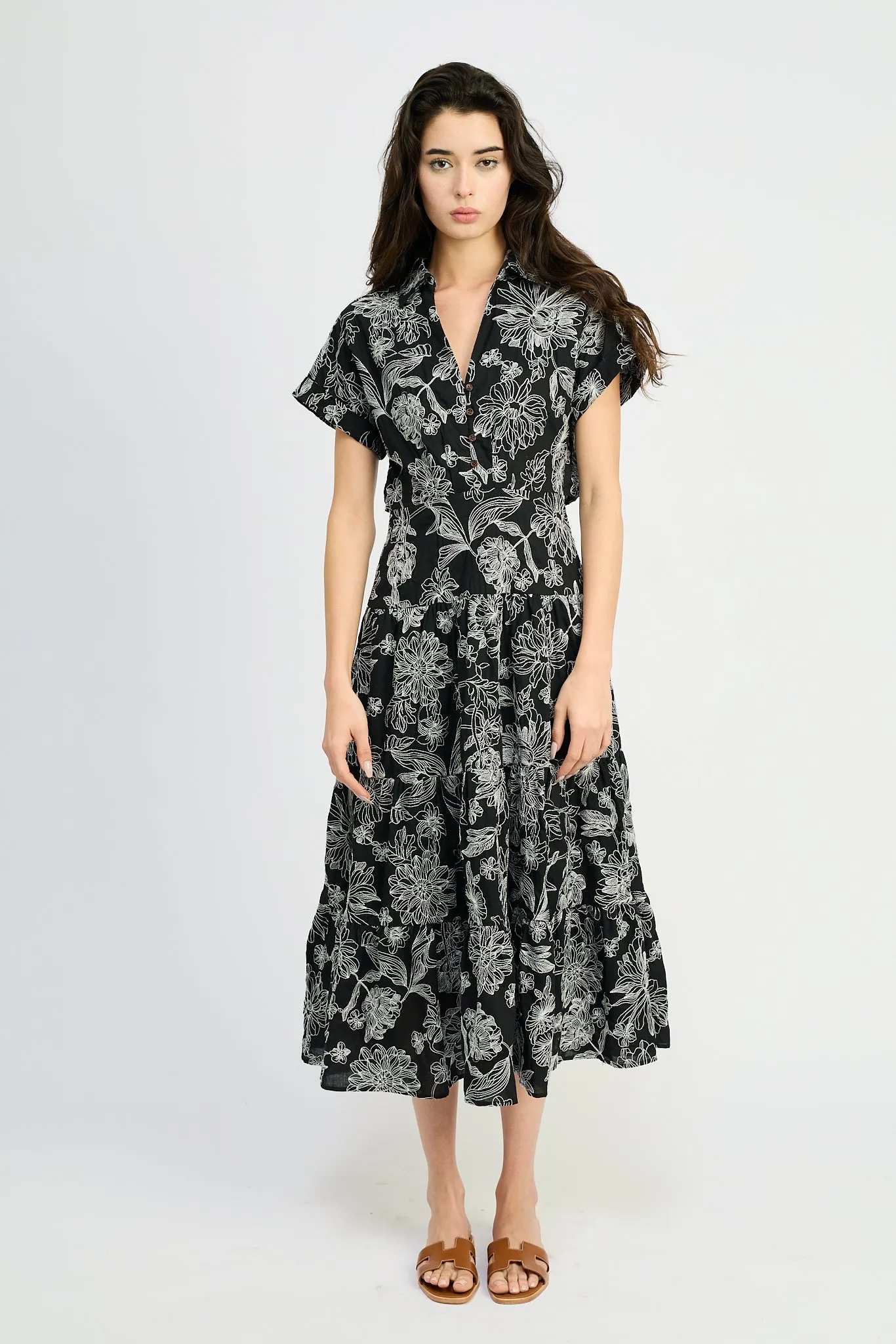 Magdalen Embroidered Maxi Shirt Dress
