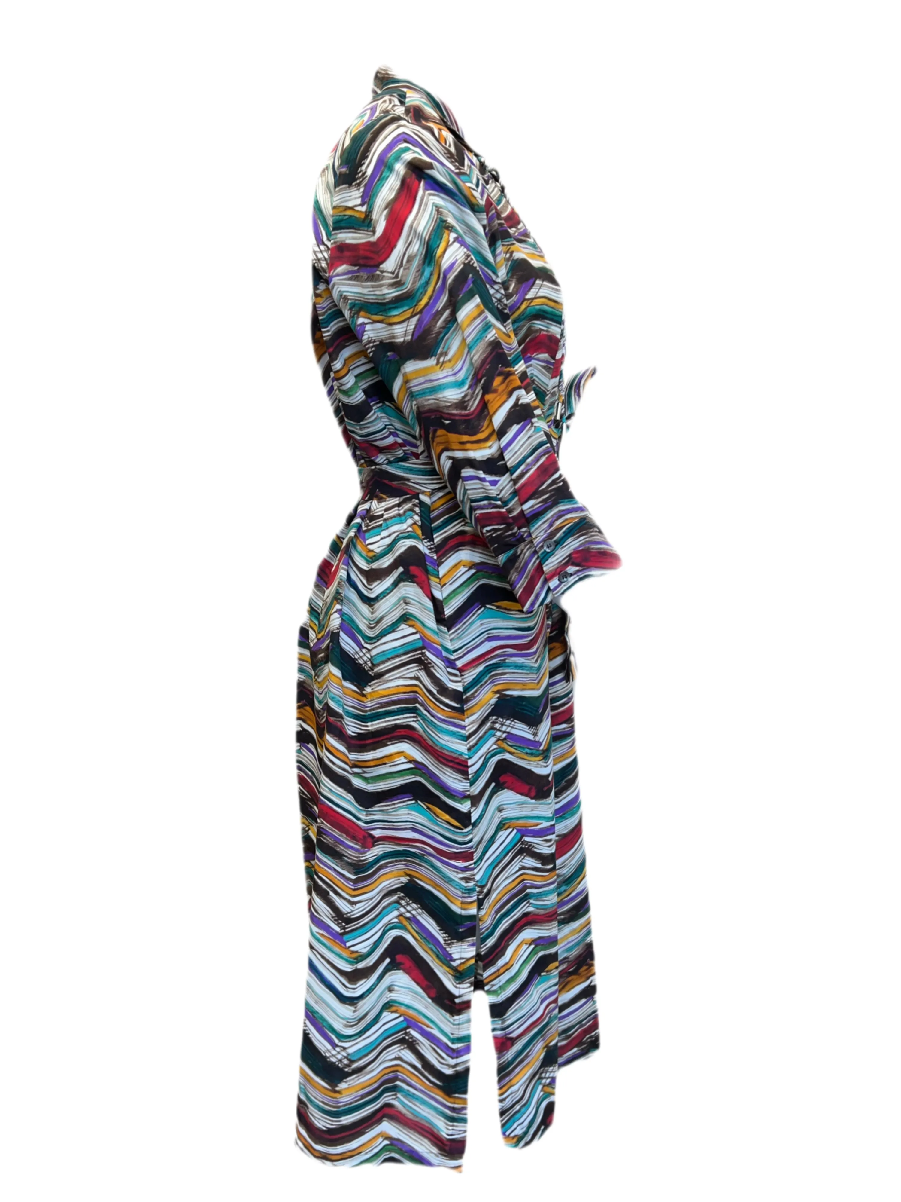 Marina Rinaldi Women's Multicolor Denotare No Belt Cotton Shirt Dress NWT