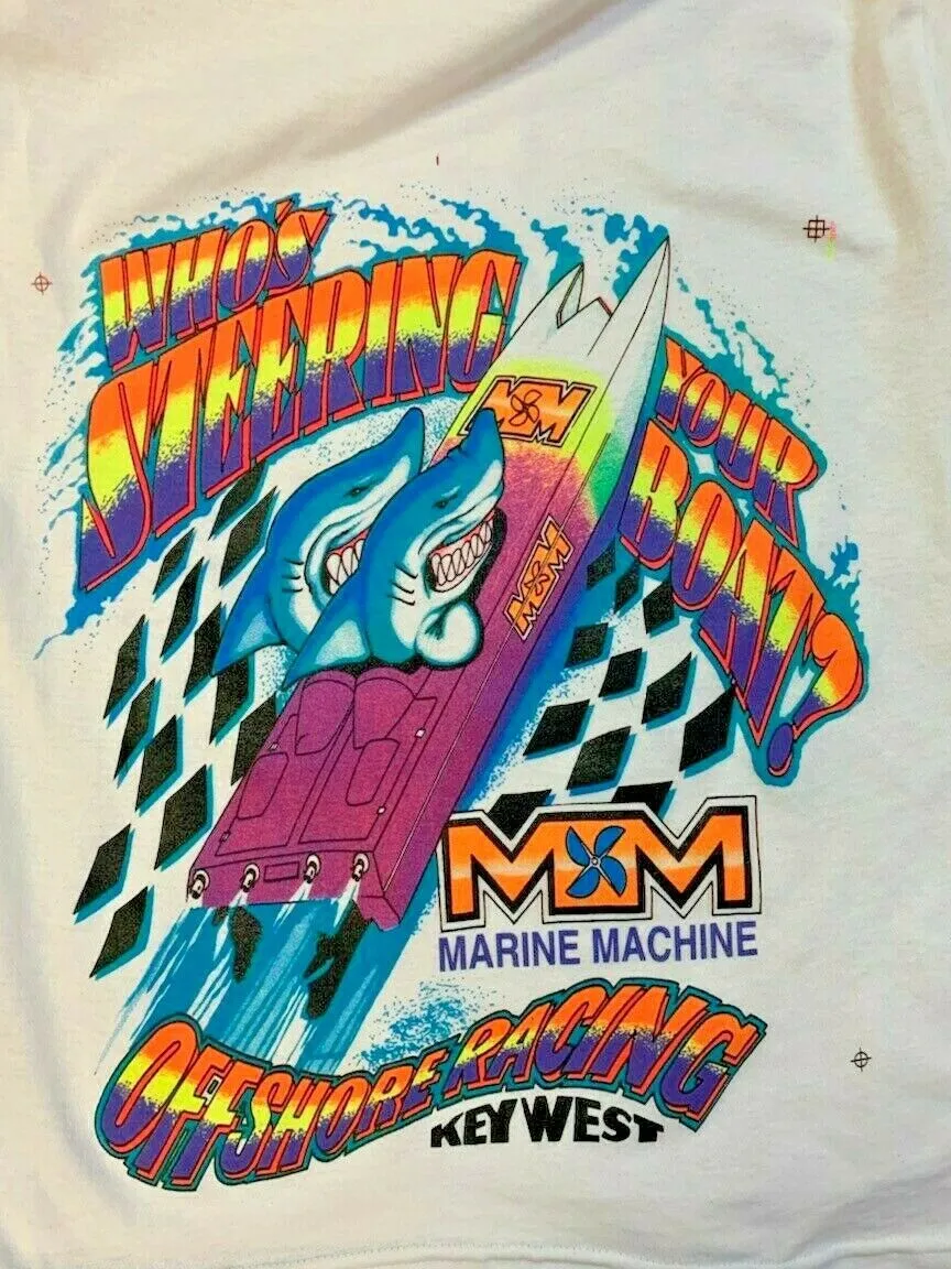 Marine Machine  " Who's Steering Your Boat ? " Power Boating Beefy-T Shirt