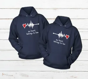 Matching Couples Hoodies My Heart Belongs to You