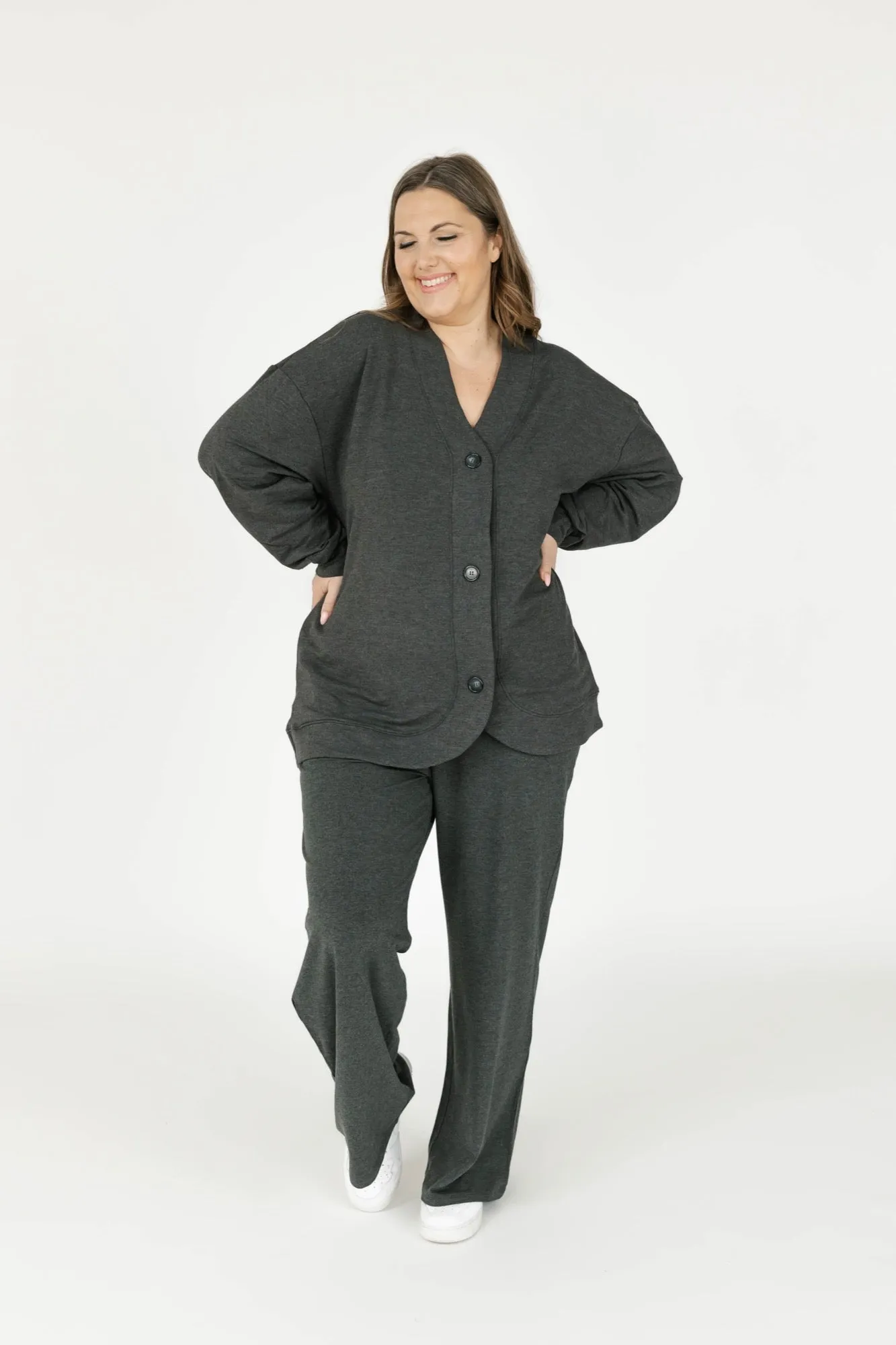 Maya Cardigan in Charcoal Mix
