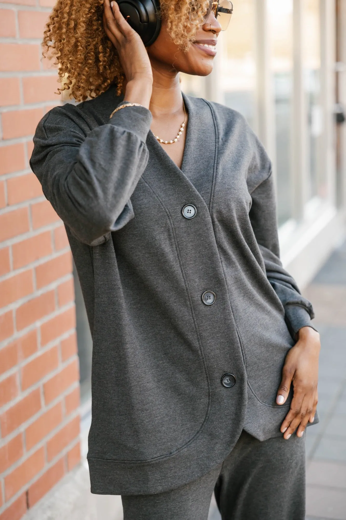 Maya Cardigan in Charcoal Mix