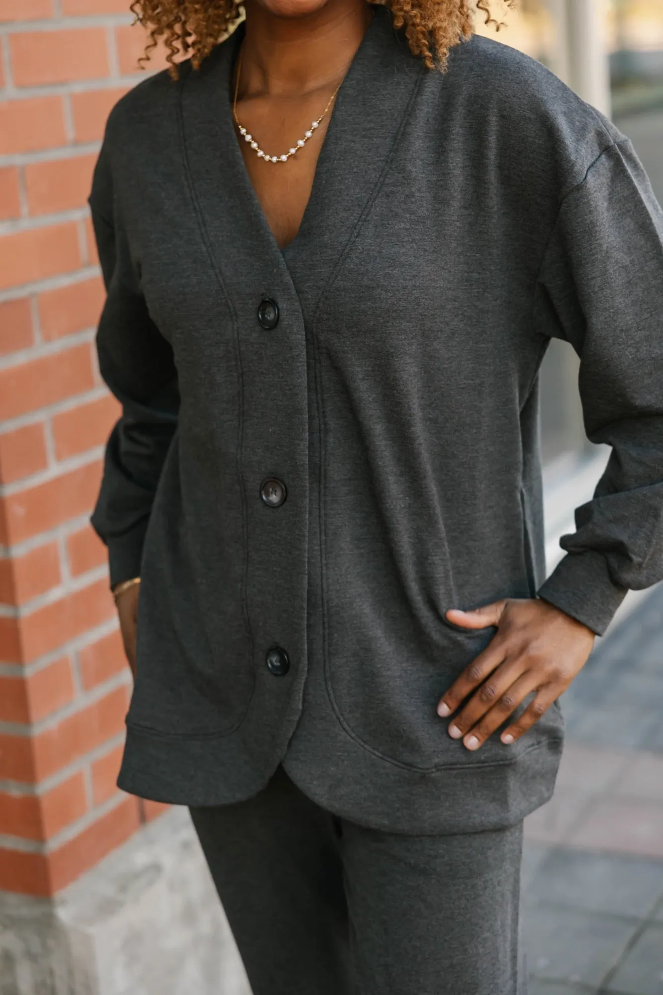 Maya Cardigan in Charcoal Mix
