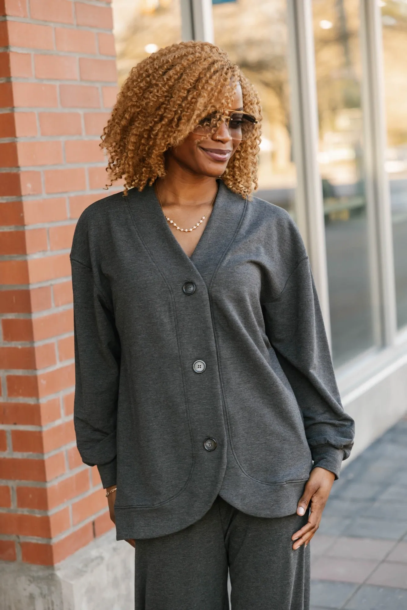 Maya Cardigan in Charcoal Mix