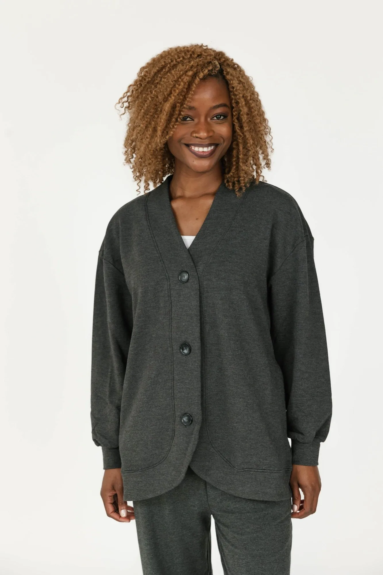 Maya Cardigan in Charcoal Mix