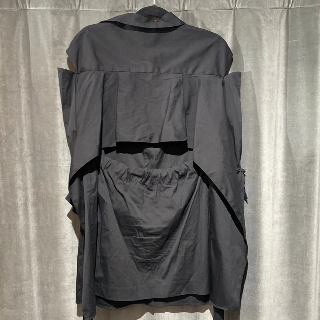 Milly Black Open Back Shirt Dress with Shoulder Cutout