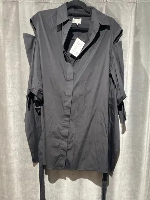 Milly Black Open Back Shirt Dress with Shoulder Cutout