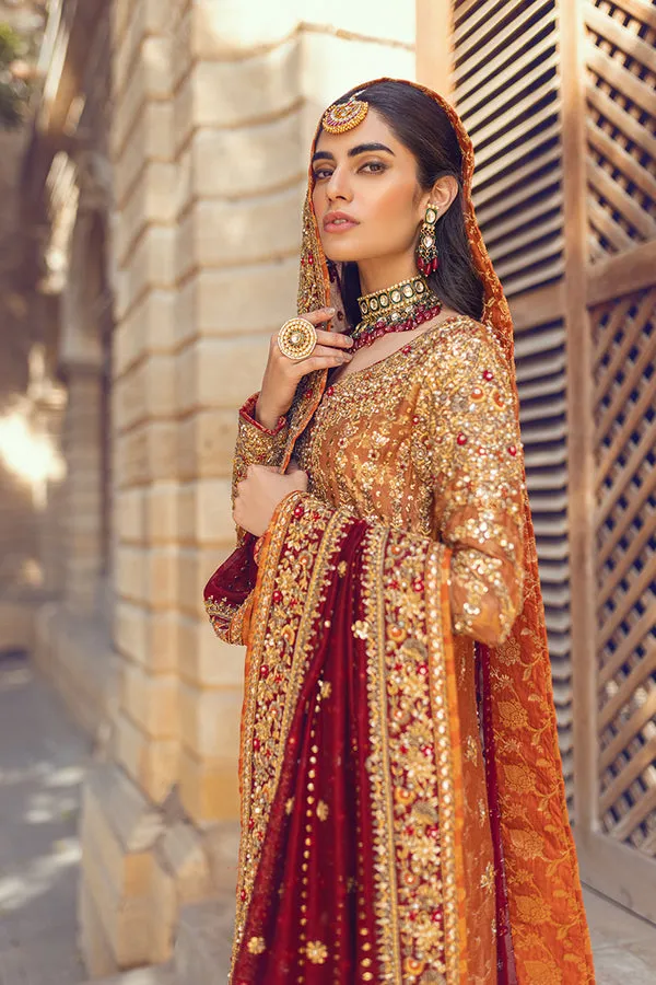 Nomi Ansari Red Golden Kameez Lehenga Pakistani Wedding Dresses
