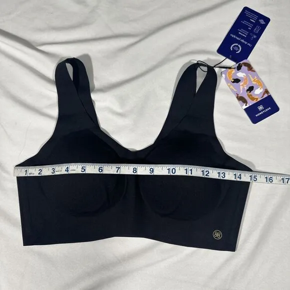 NWT $64 HoneyLove [ Medium ] LiftWear V neck Bra‎ in Vamp Black #6342