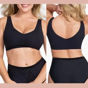NWT $64 HoneyLove [ Medium ] LiftWear V neck Bra‎ in Vamp Black #6342