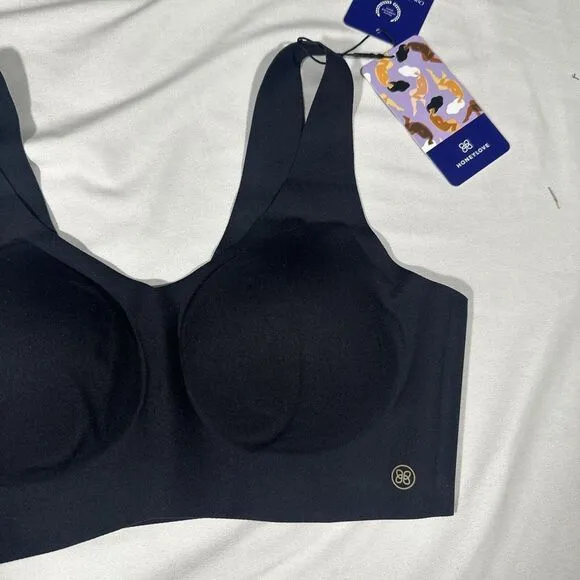 NWT $64 HoneyLove [ Medium ] LiftWear V neck Bra‎ in Vamp Black #6342