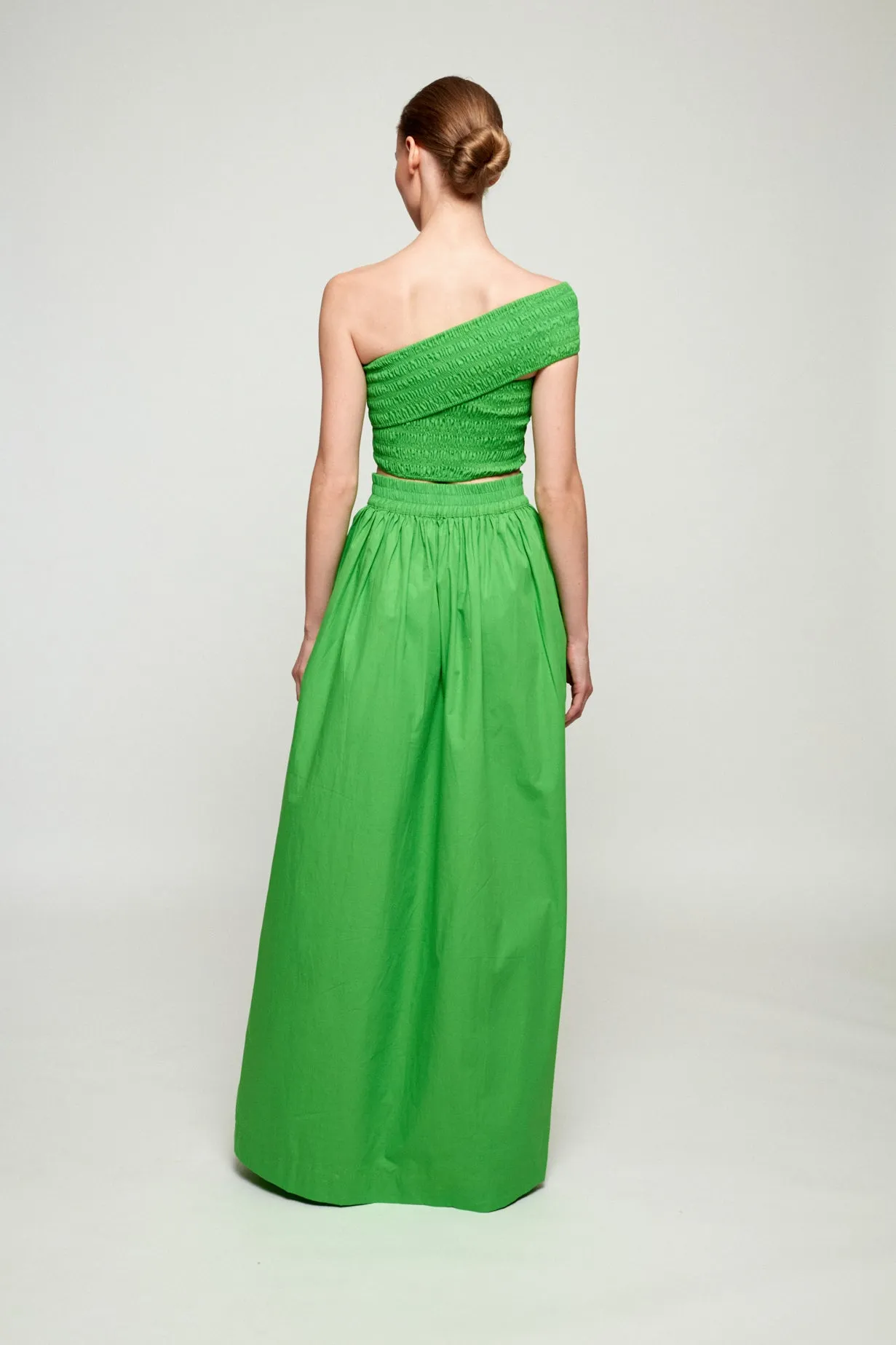One Shoulder Shirred Top | Maxi Skirt