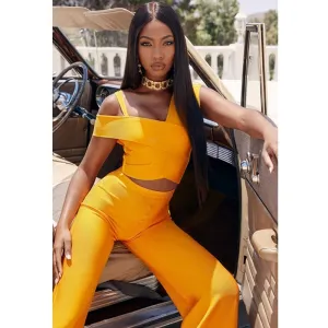 Orange Bodycon Bandage Jumpsuit Outfits Casual