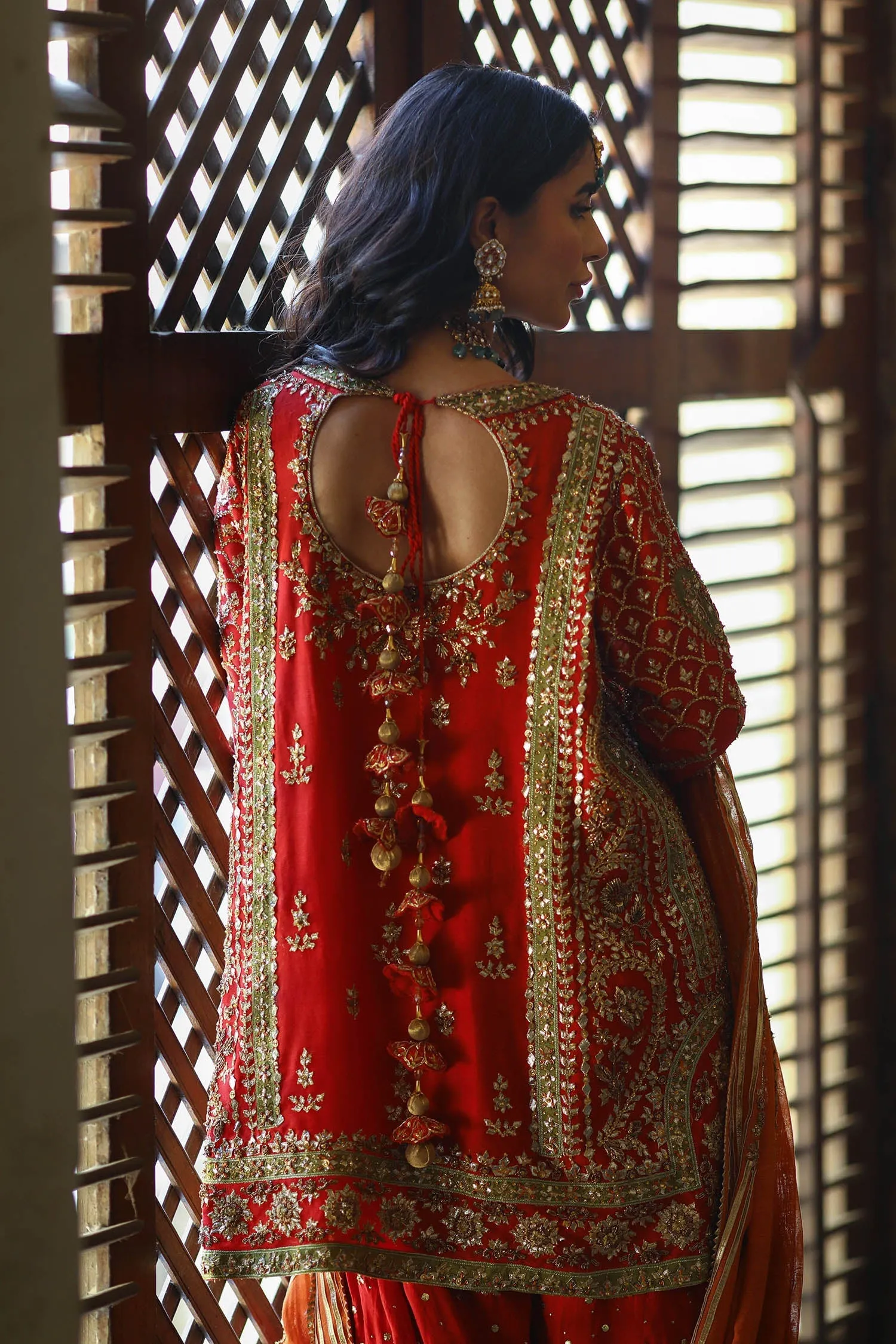 Orange Bridal Sharara Kameez Pakistani Wedding Dresses