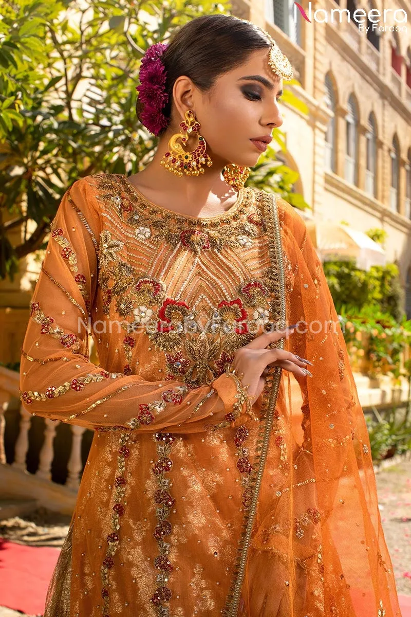 Organza Lehenga with Net Kameez for Bride Online #BS125