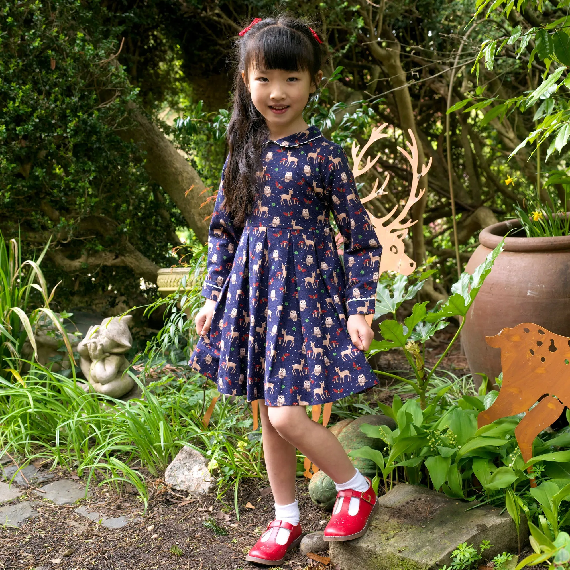 Owls in The Woods Pleated Dress