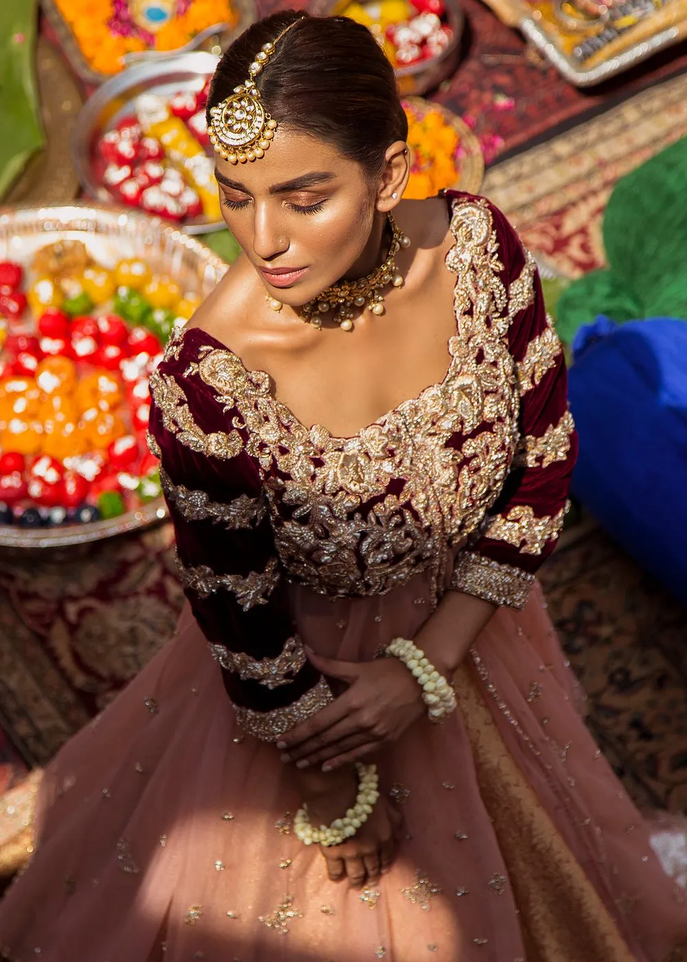 Pakistani Bridal Lehnga in Peach Color for Wedding #J5152