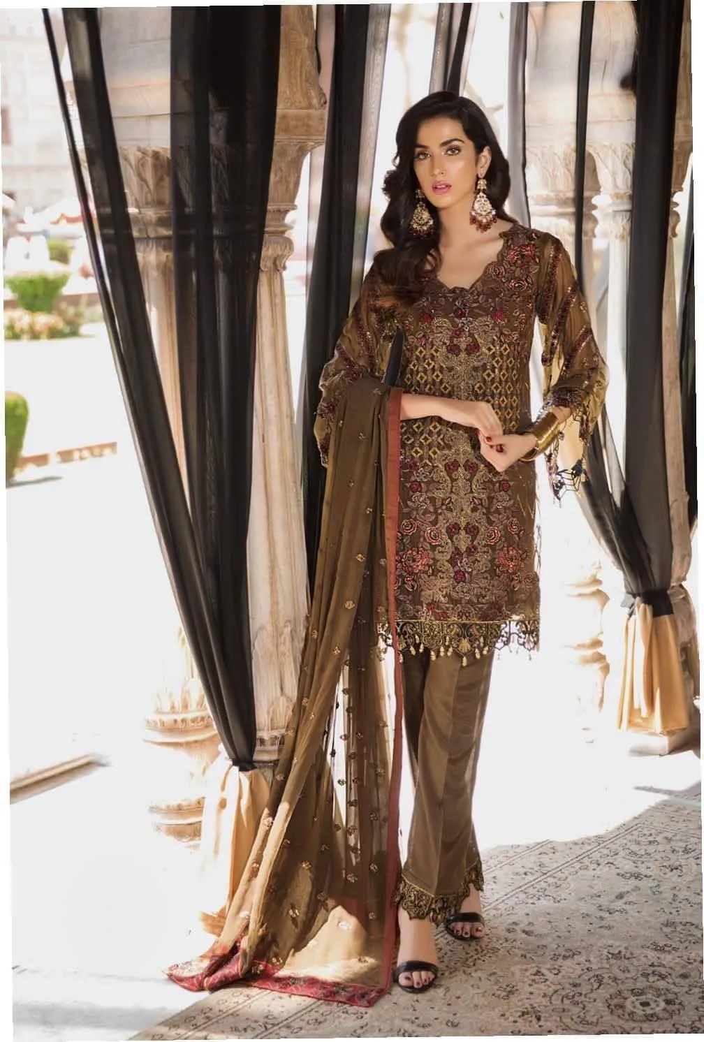Pakistani Dull Bronze Colour Chiffon Festive Wear 2019 # C1941