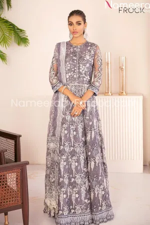 Pakistani Embroidered Party Wear Purple dress #PN239