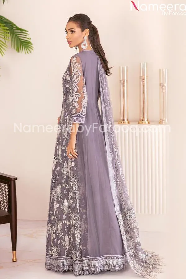 Pakistani Embroidered Party Wear Purple dress #PN239