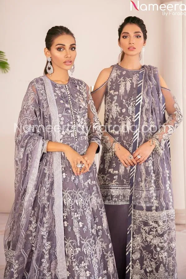 Pakistani Embroidered Party Wear Purple dress #PN239