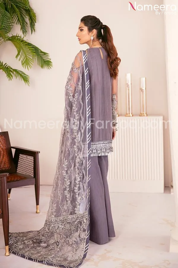 Pakistani Embroidered Party Wear Purple dress #PN239