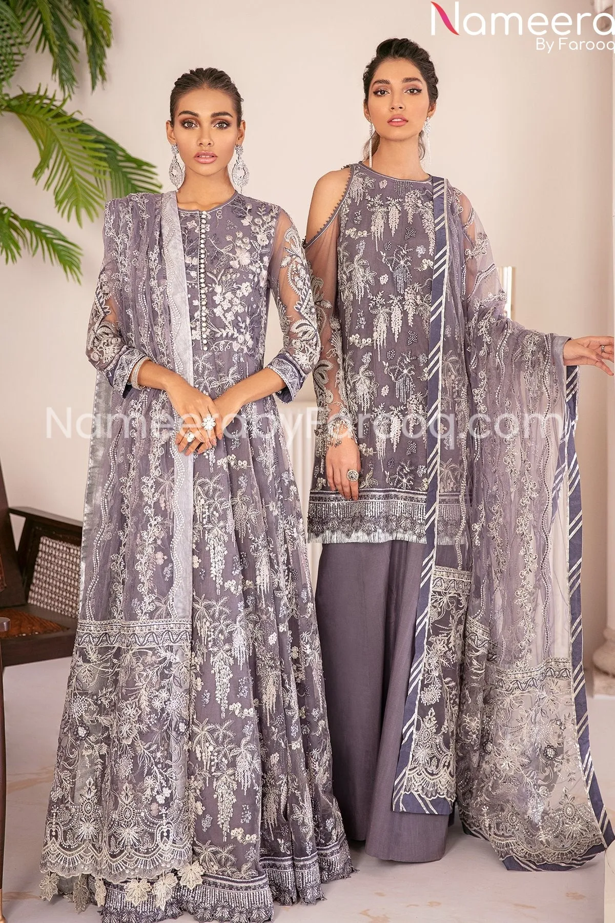 Pakistani Embroidered Party Wear Purple dress #PN239