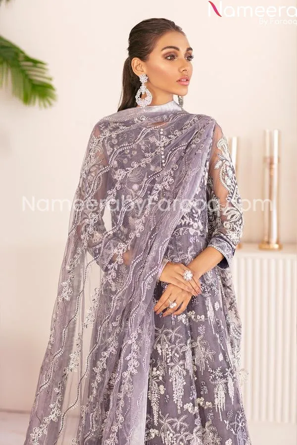 Pakistani Embroidered Party Wear Purple dress #PN239