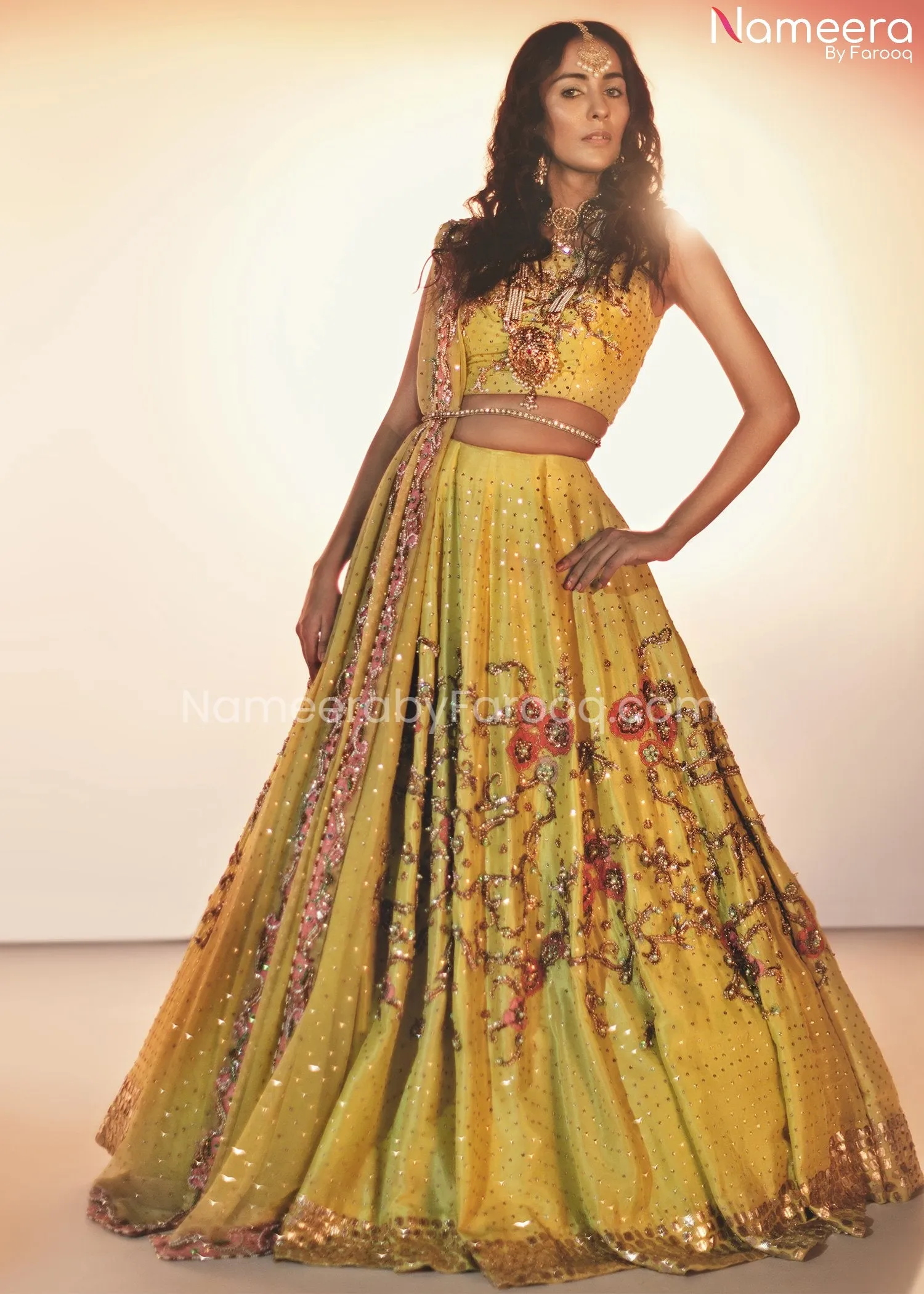 Pakistani Mehndi Ghagra Choli with Embroidery #BB271