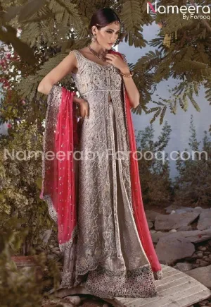 Pakistani Net Gown Shirt with Sharara for Bridal #BB104
