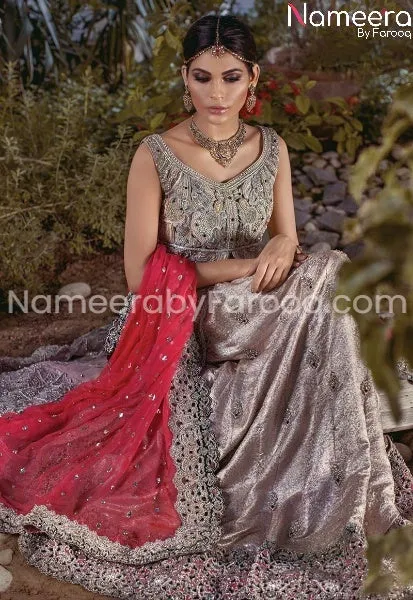 Pakistani Net Gown Shirt with Sharara for Bridal #BB104