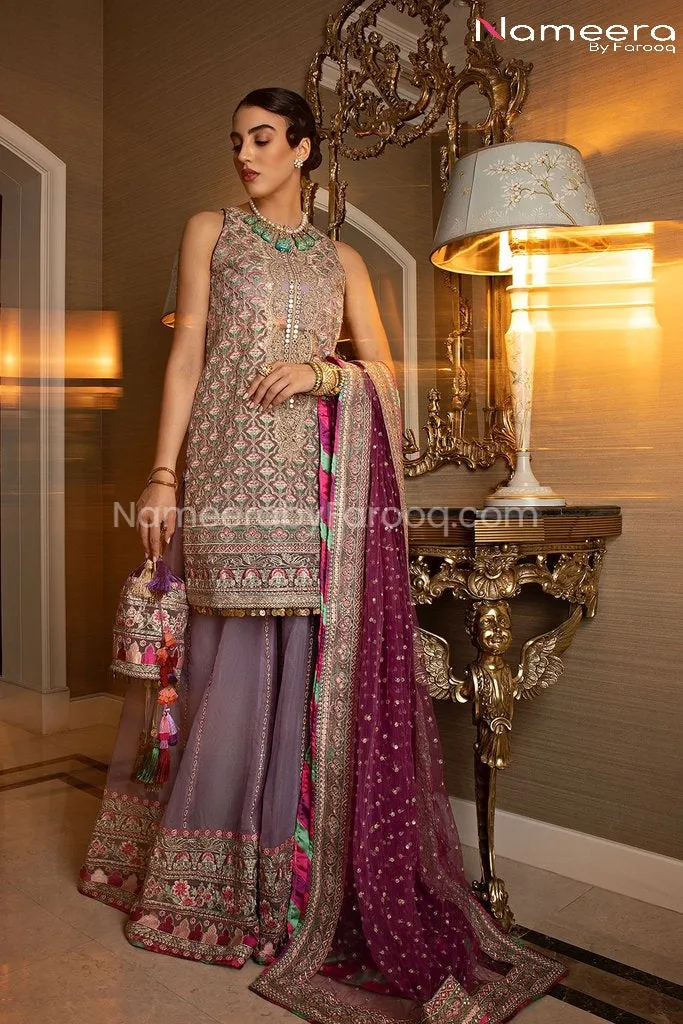 Pakistani Party Sharara Kurti with Embroidery #BP194