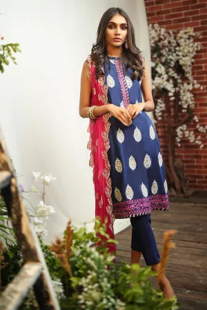 Pakistani thread embroidered dress in lavish blue color # P2266