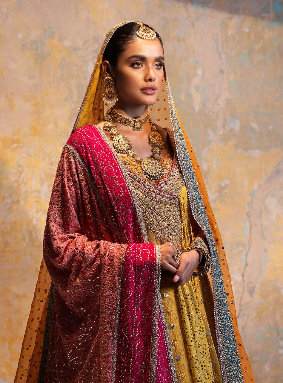 Pakistani Wedding Dress Yellow Lehenga Pishwas for Pakistani Bridal