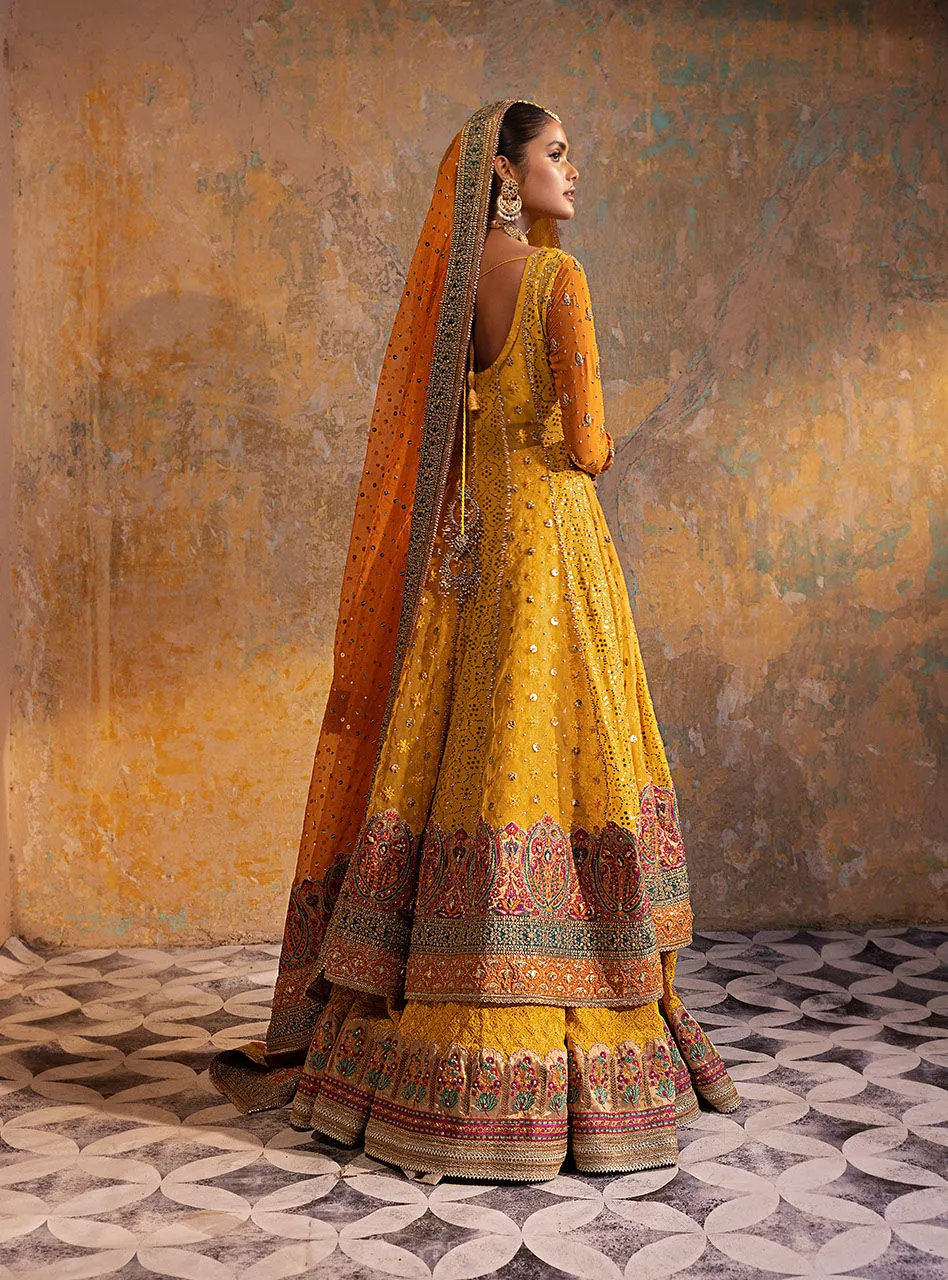 Pakistani Wedding Dress Yellow Lehenga Pishwas for Pakistani Bridal